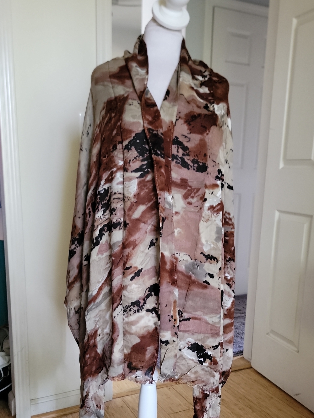 Cynthia Rowley Women's Brown Abstract Print Lightweight Shawl Jacket